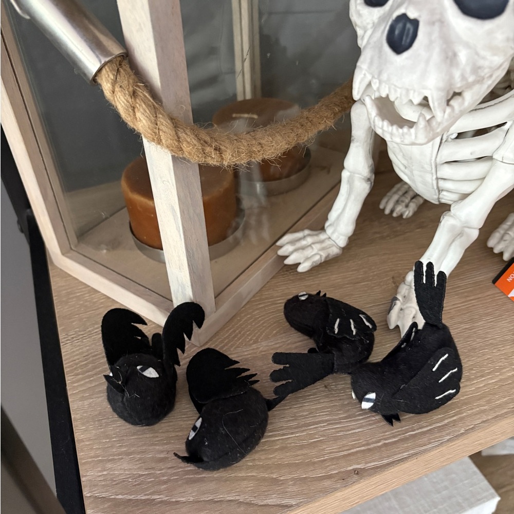 Black Halloween Decor Set - 4 mini felt crows